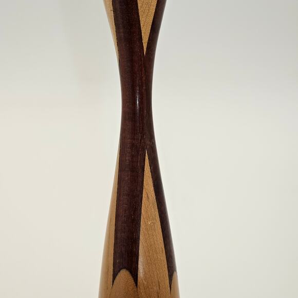 Vintage Mid-Century Modern Maple & Purpleheart Solid Wood Candlestick Holder - Picture 3 of 7